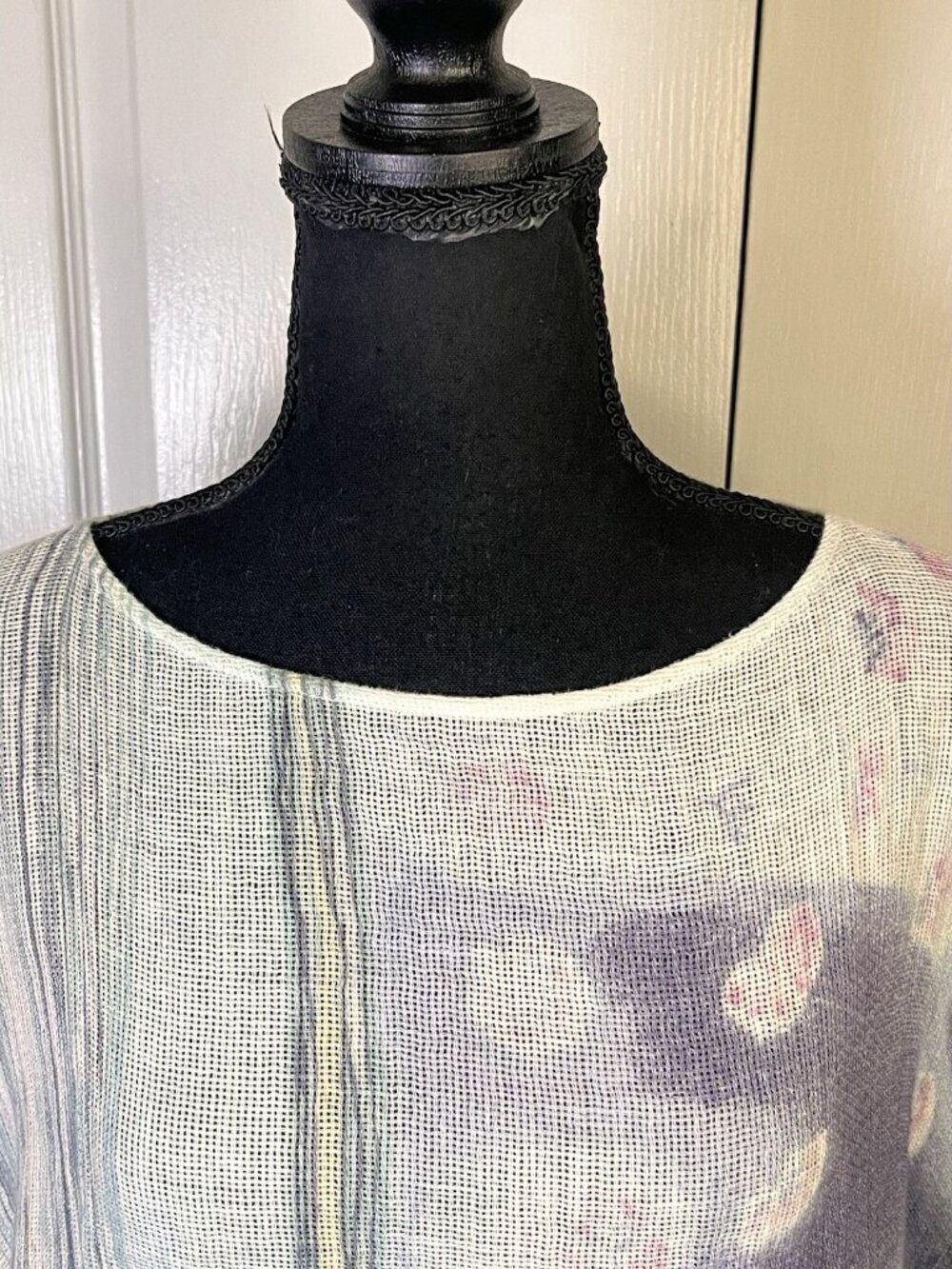 Pure Jill Kimono 100% Linen Top Shirt OS Watercolor Lagenlook Art to Wear Pastel - Picture 4 of 9